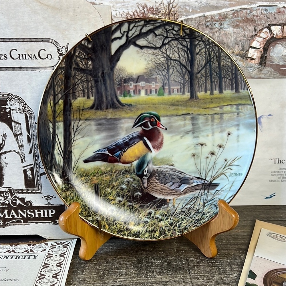 Vintage Knowles Wildlife Decorative Plate with The Wood Ducks 1987 Original Box
